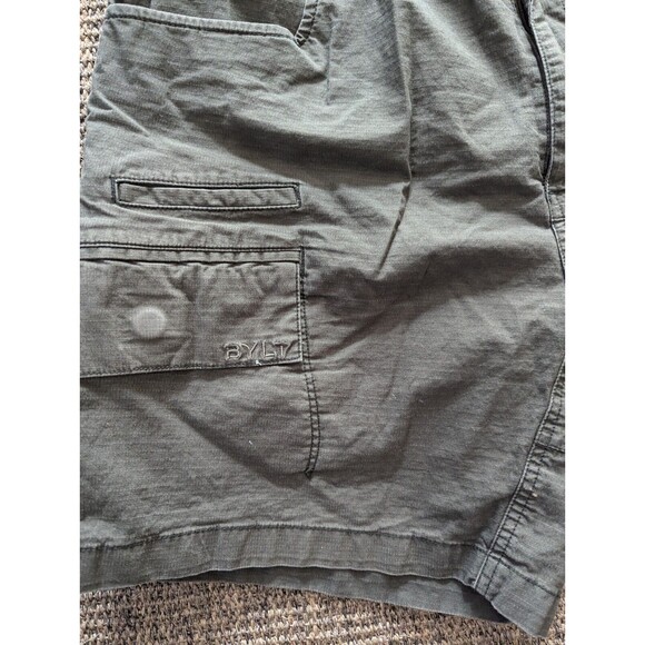 Bylt Cargo Shorts Mens XL Green Ripstop Weekender Drawstring W/ Small Stains - Picture 2 of 6